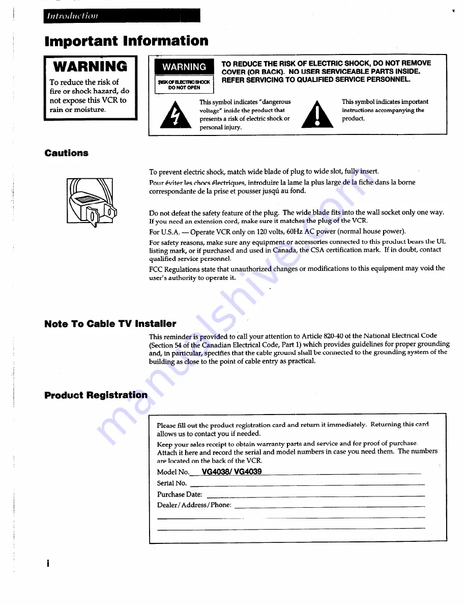 GE VG4038/ VG4039 User Manual Download Page 2