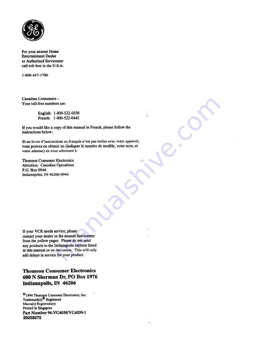 GE VG4038/ VG4039 User Manual Download Page 36