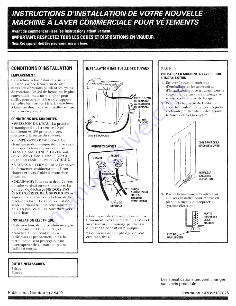 GE WCCB1030D1KC Warranty Installation Instructions Manual Download Page 4