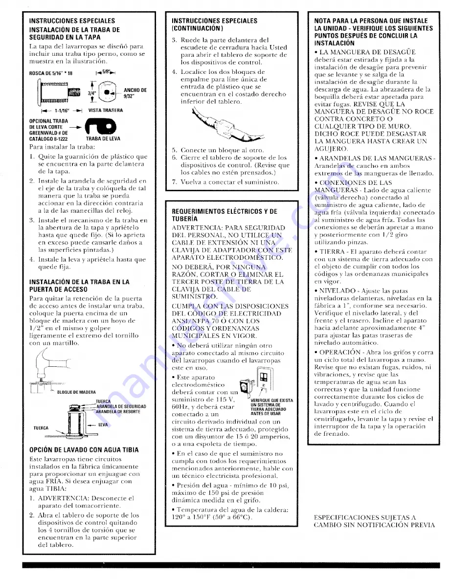 GE WCCB1030D1KC Warranty Installation Instructions Manual Download Page 11