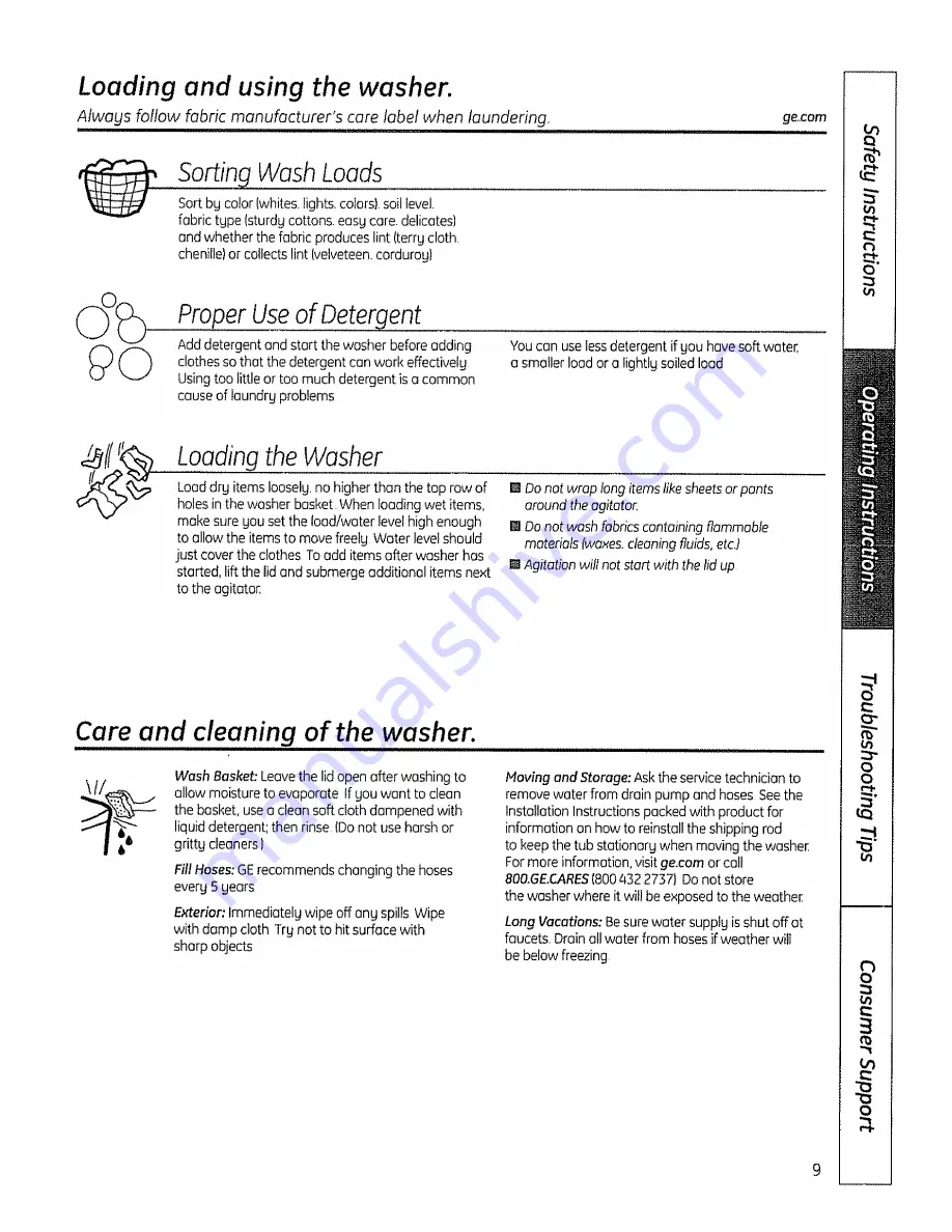 GE WDSR2080G6CC Owner'S Manual Download Page 9