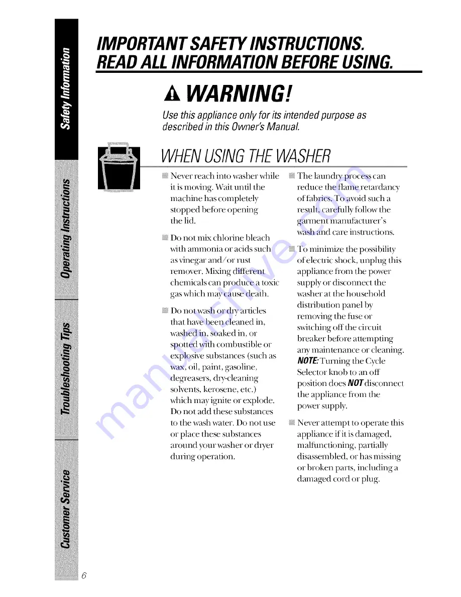 GE WKSR2100T Owner'S Manual Download Page 6