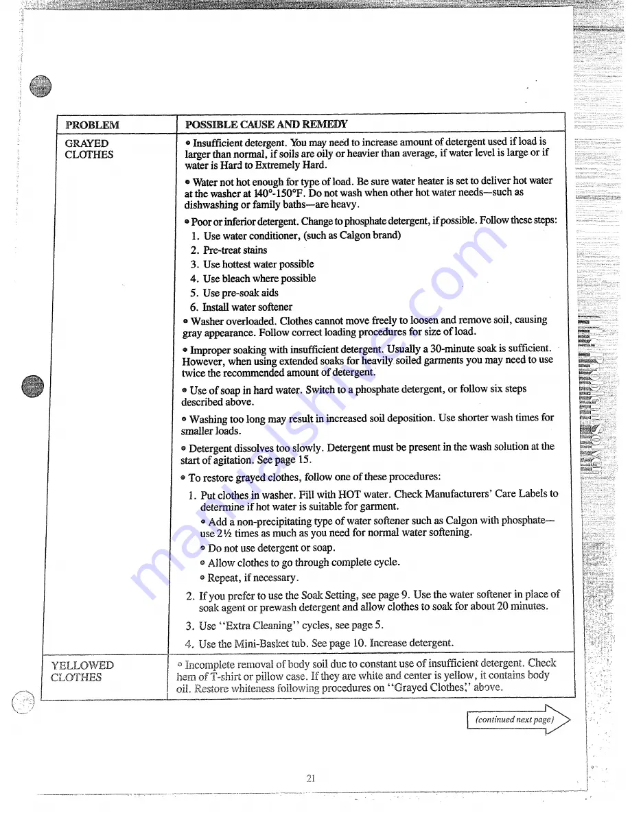 GE WW.M887M Use And Care Manual Download Page 21