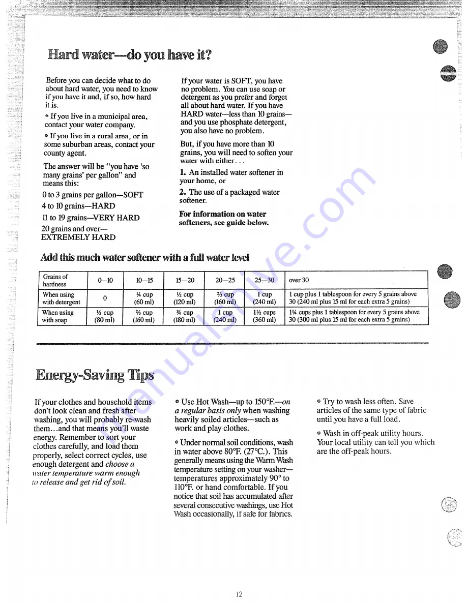 GE WWA3650M Use And Care Manual Download Page 12