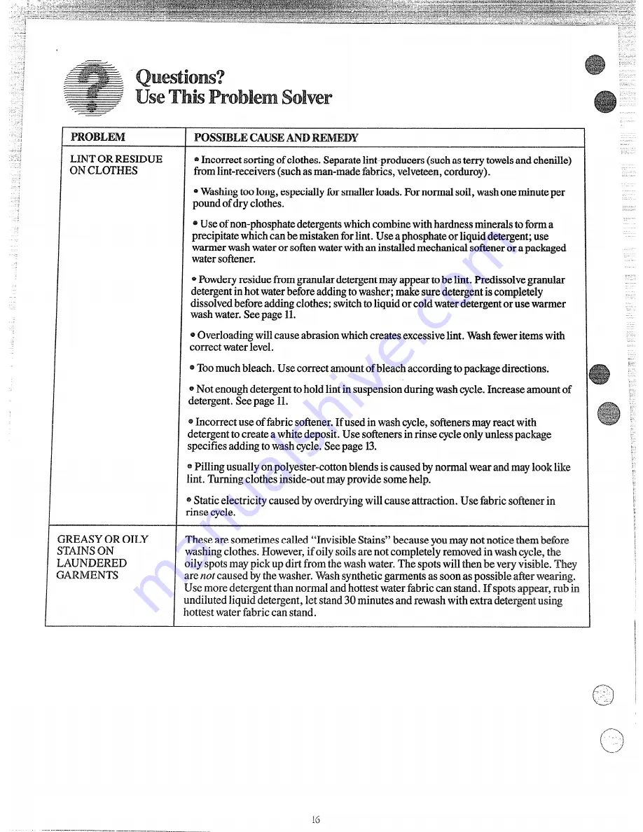 GE WWA3650M Use And Care Manual Download Page 16