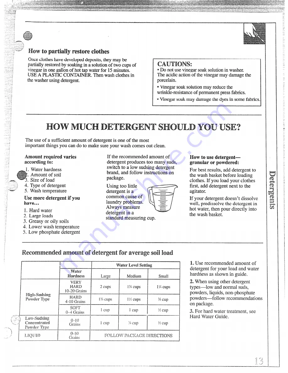 GE WWA5710M Use And Care Manual Download Page 13