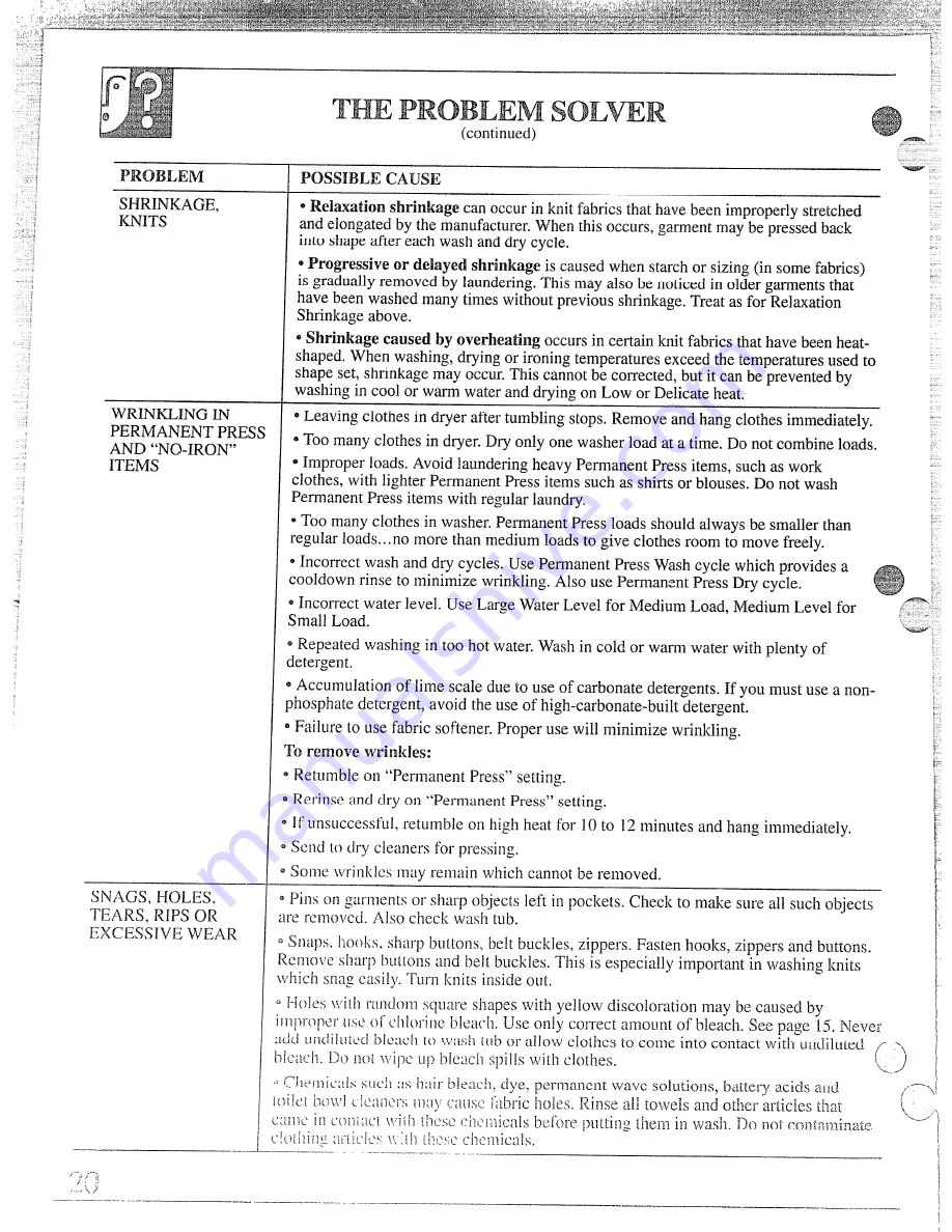 GE WWA5710M Use And Care Manual Download Page 20