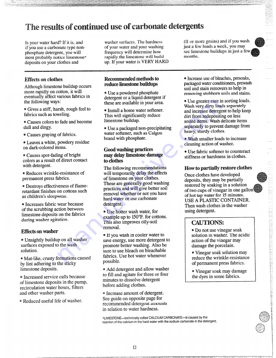 GE WWA7010G Use And Care Manual Download Page 12