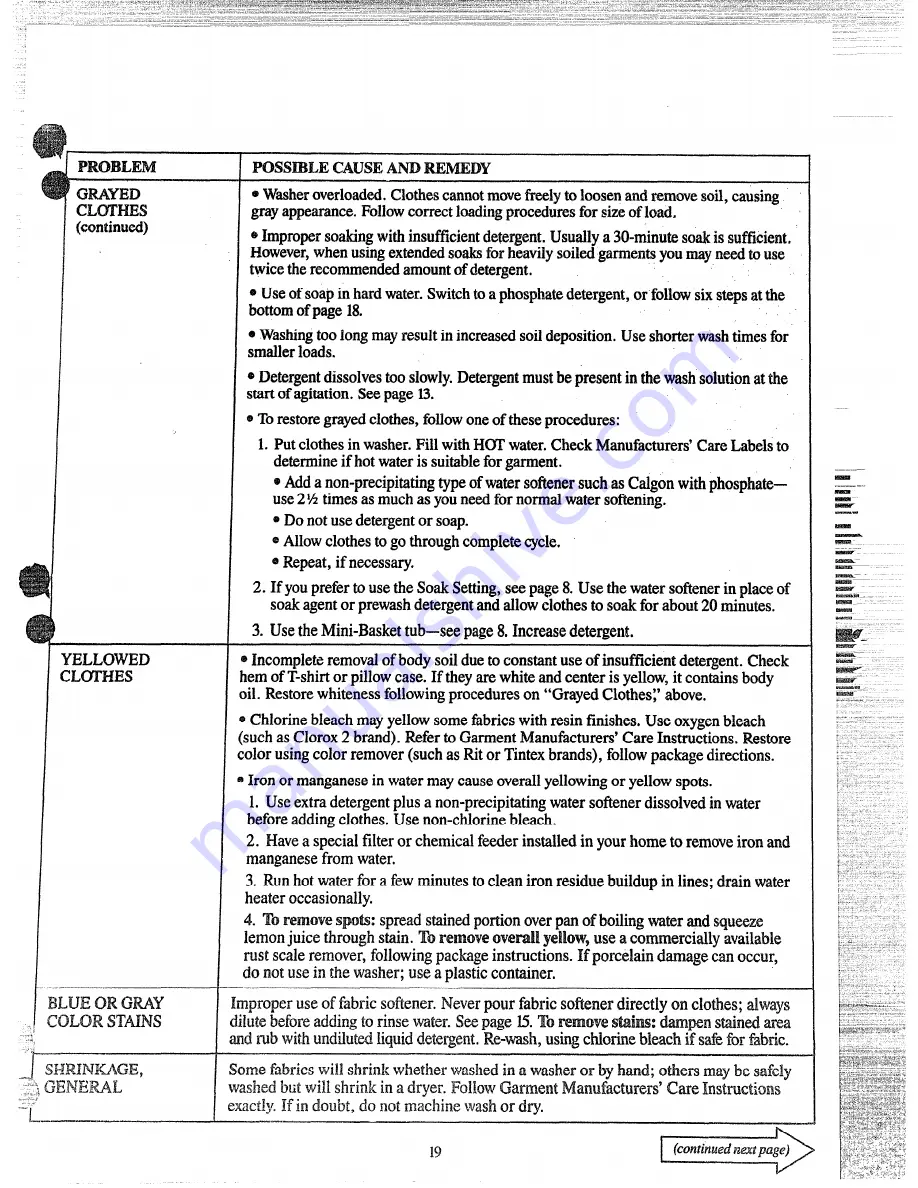 GE WWA8301M Скачать руководство пользователя страница 19