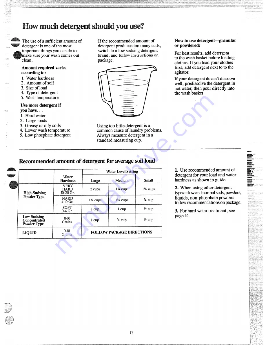 GE WWA8307L Use And Care Manual Download Page 13