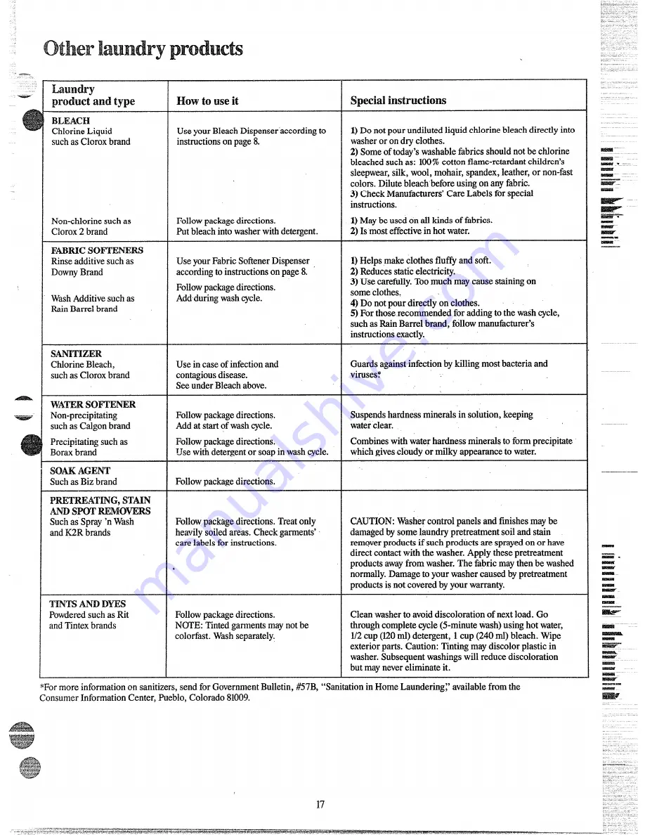 GE WWA8360G Use And Care Manual Download Page 17