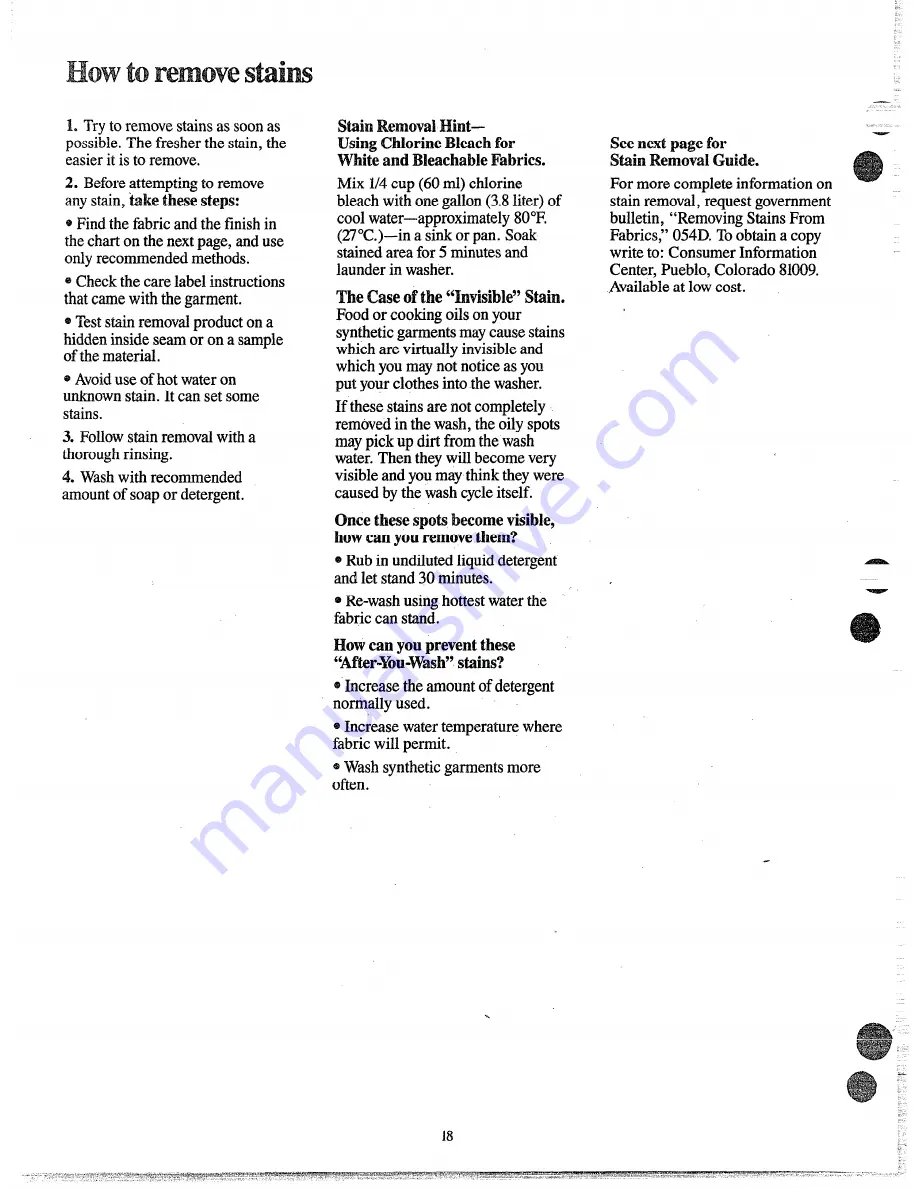 GE WWA8360G Use And Care Manual Download Page 18