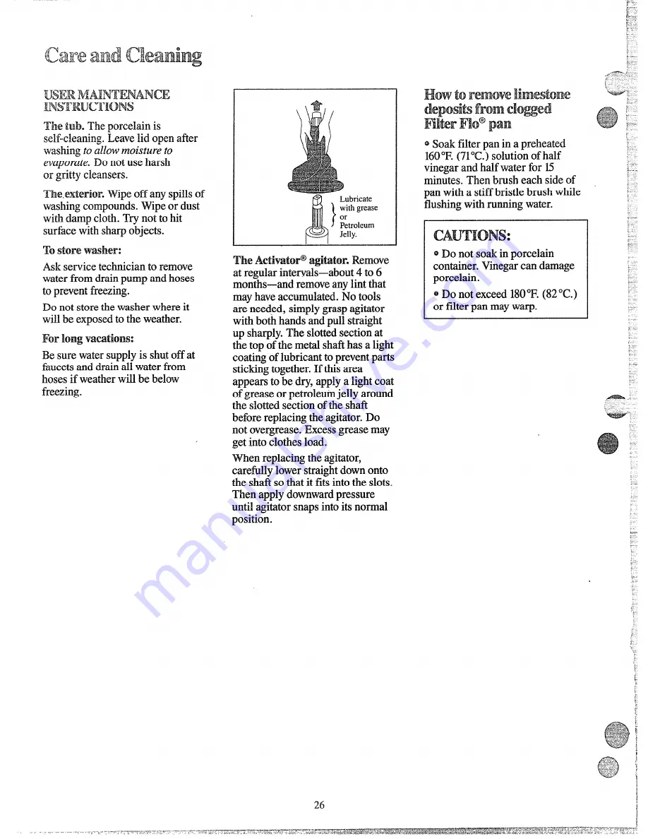 GE WWA8360G Use And Care Manual Download Page 26