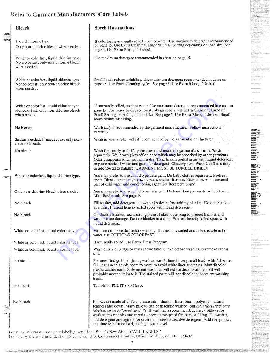 GE WWA8480G Use And Care Manual Download Page 7