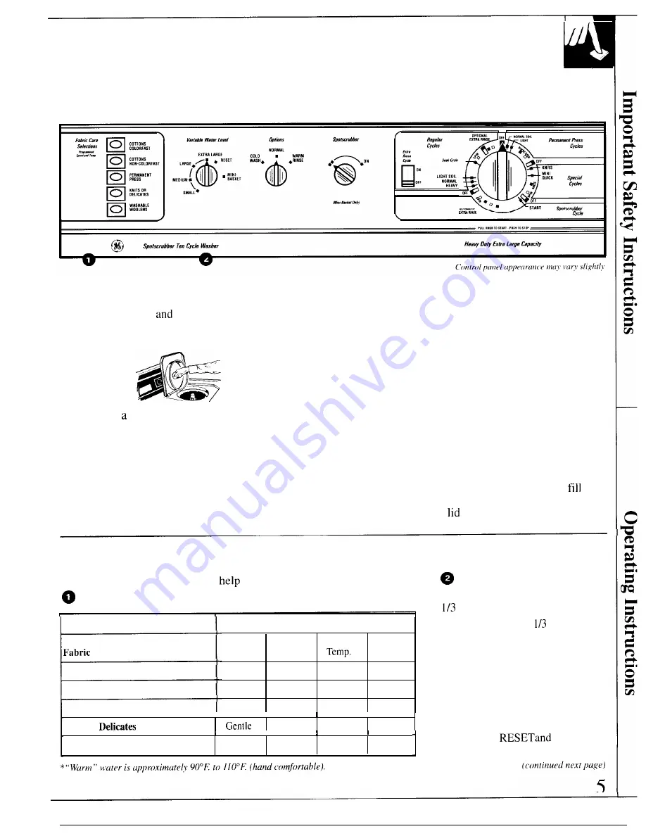 GE WWA9850R Скачать руководство пользователя страница 5