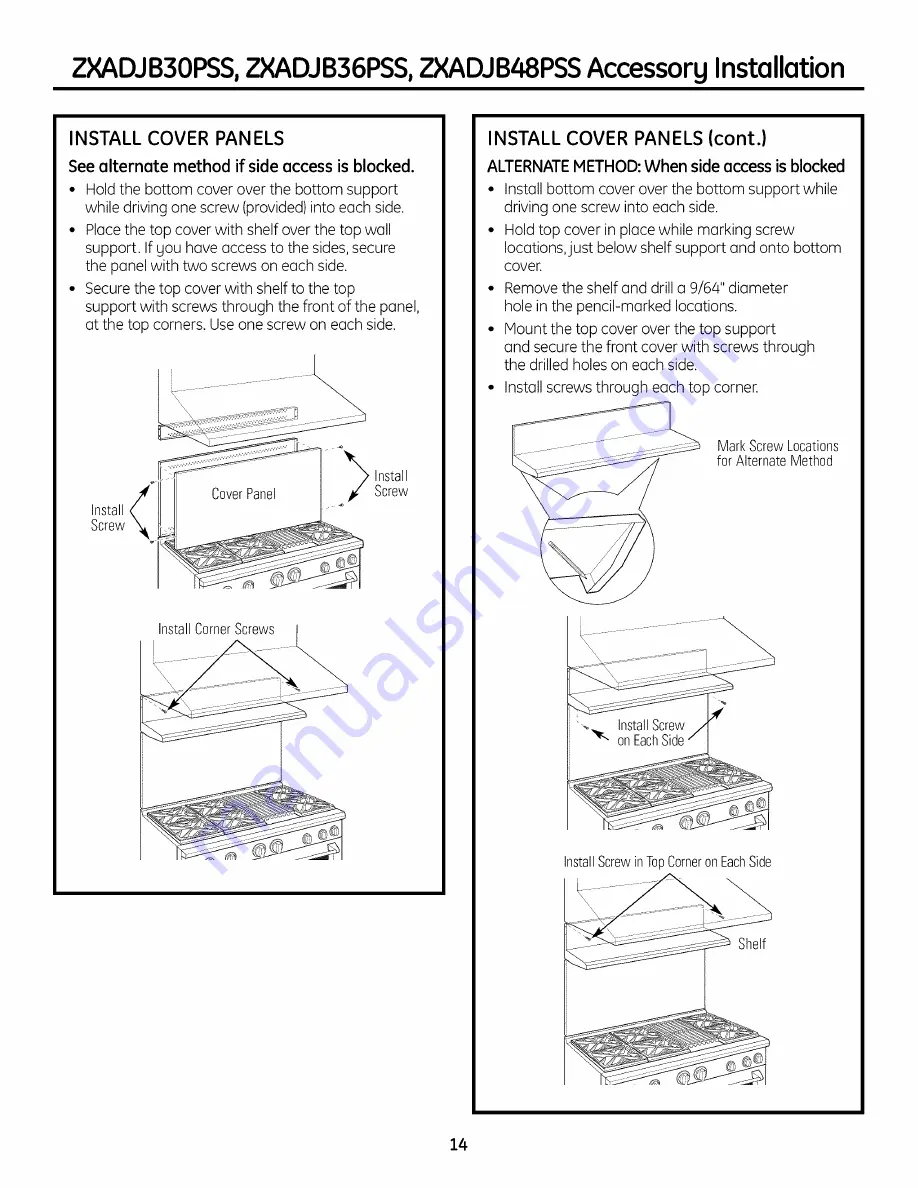 GE ZGU364LDP3SS Installation Instructions Manual Download Page 14