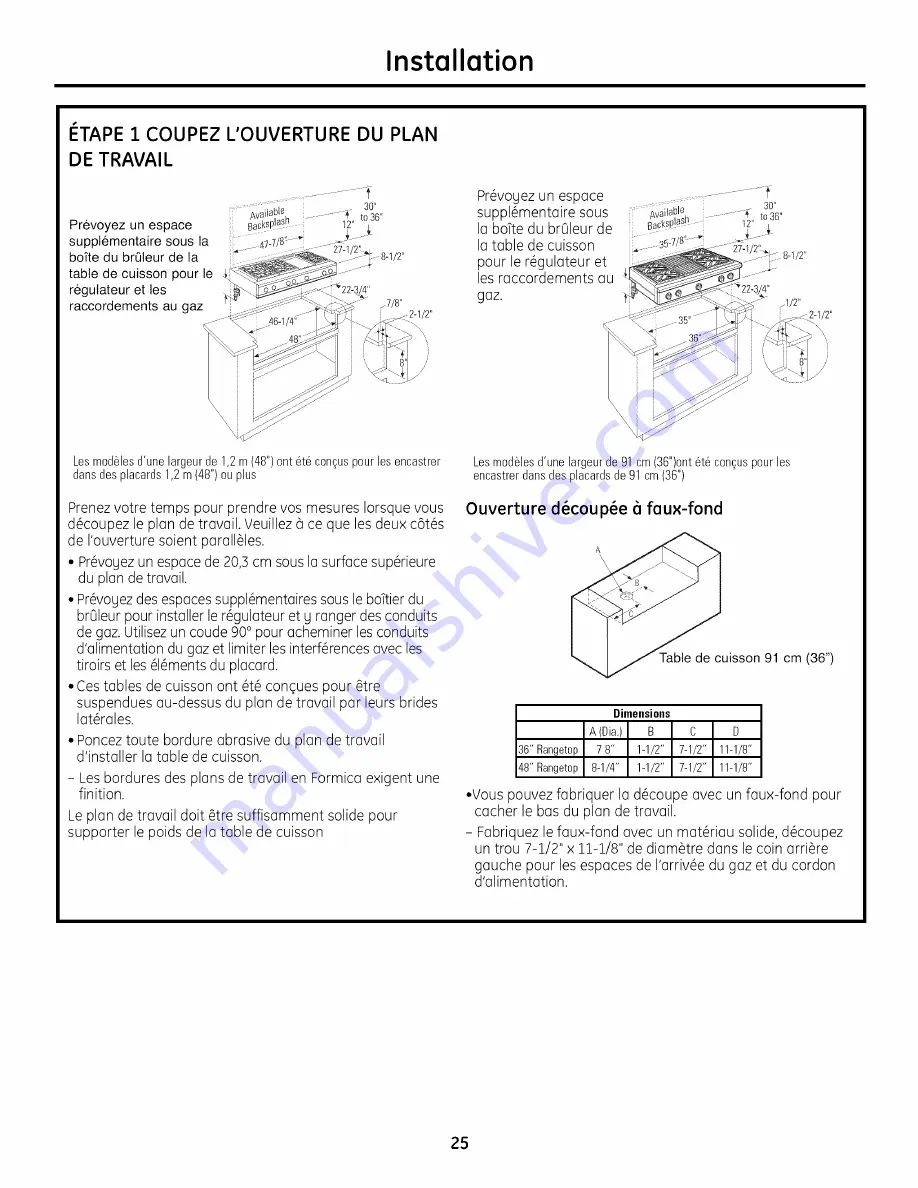 GE ZGU364LDP3SS Installation Instructions Manual Download Page 25