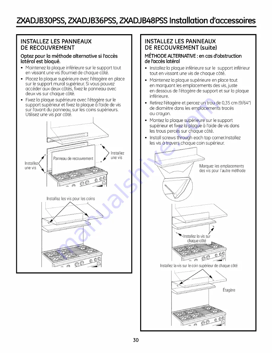 GE ZGU364LDP3SS Installation Instructions Manual Download Page 30