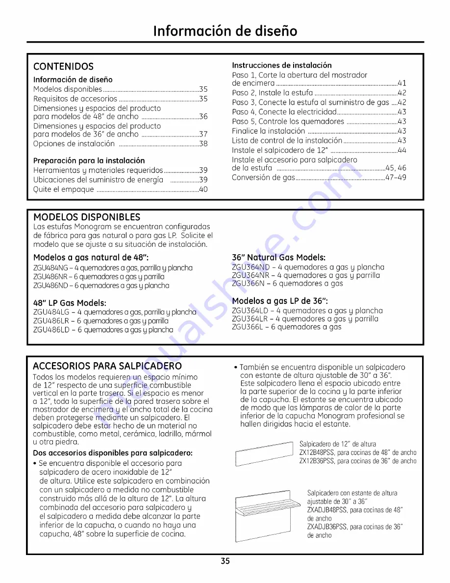 GE ZGU364LDP3SS Installation Instructions Manual Download Page 35