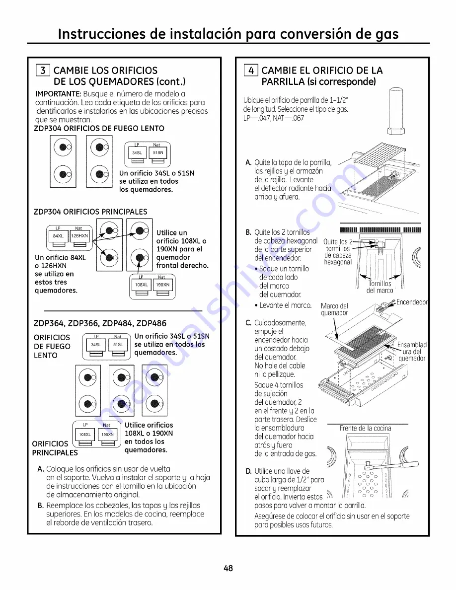 GE ZGU364LDP3SS Installation Instructions Manual Download Page 48