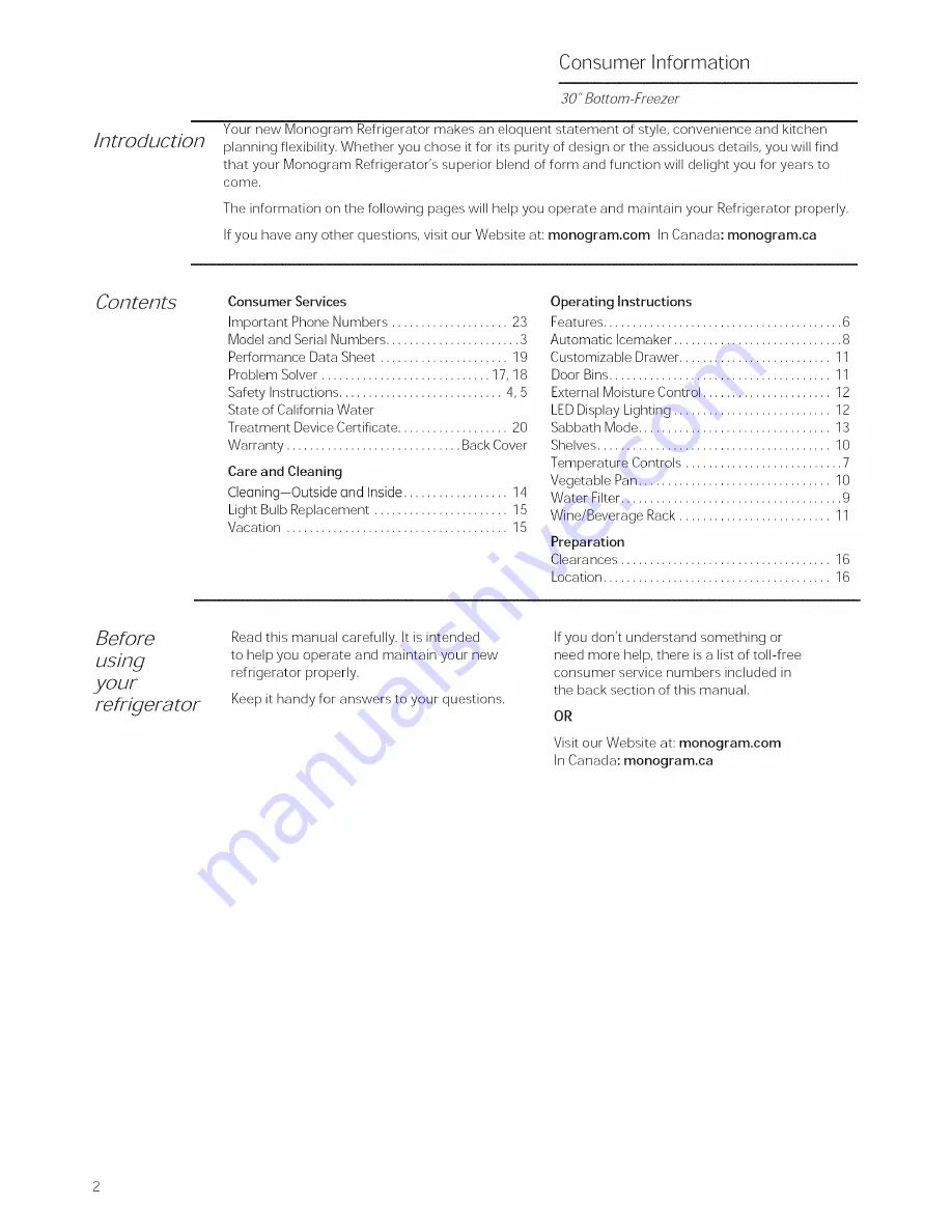 GE ZIC30GNHAII Owner'S Manual Download Page 2