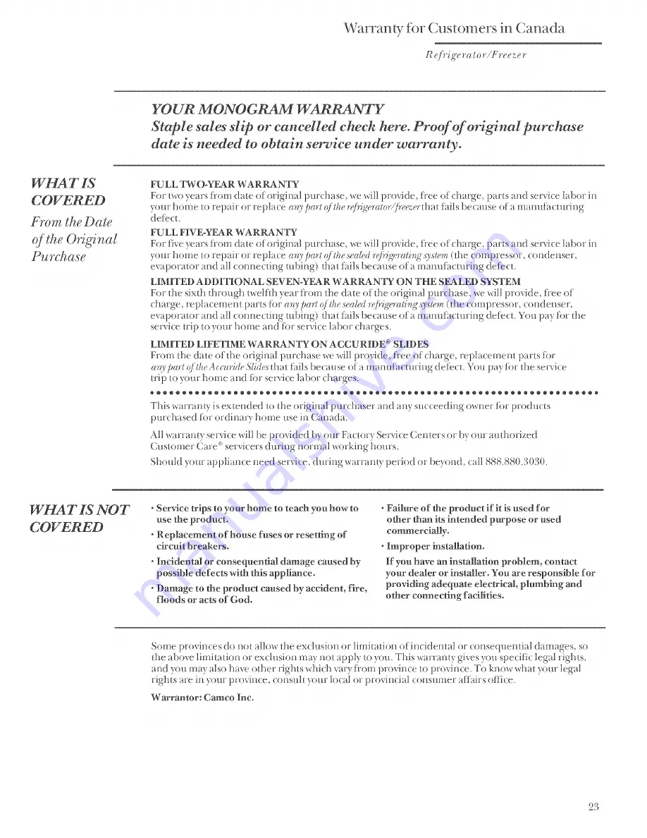 GE ZIF36NMHLH Owner'S Manual Download Page 23