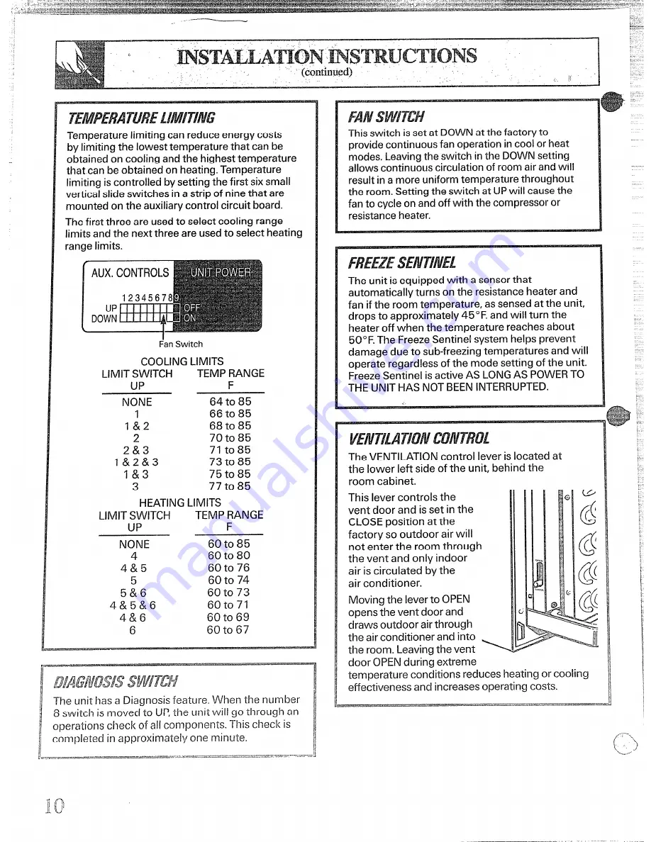 GE Zoneline Heat Pump 5100 series Use And Care Manual Download Page 10