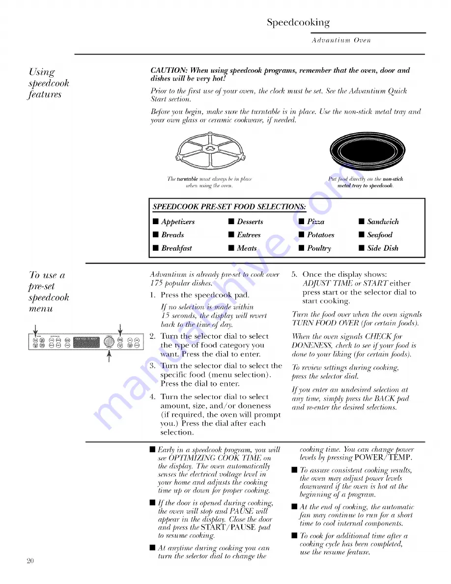 GE ZSCIO00 Owner'S Manual Download Page 20