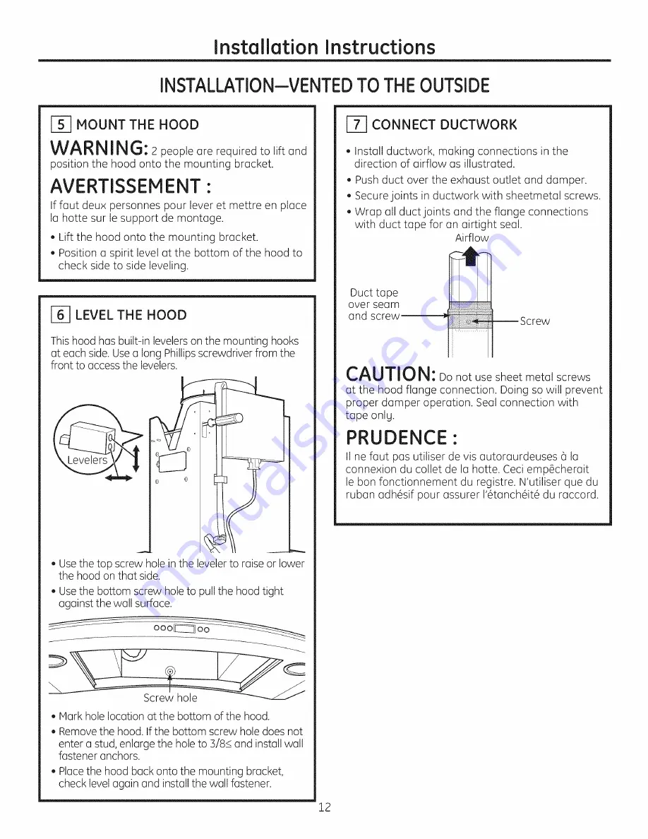 GE ZV900SL3SS Installation Instructions Manual Download Page 12