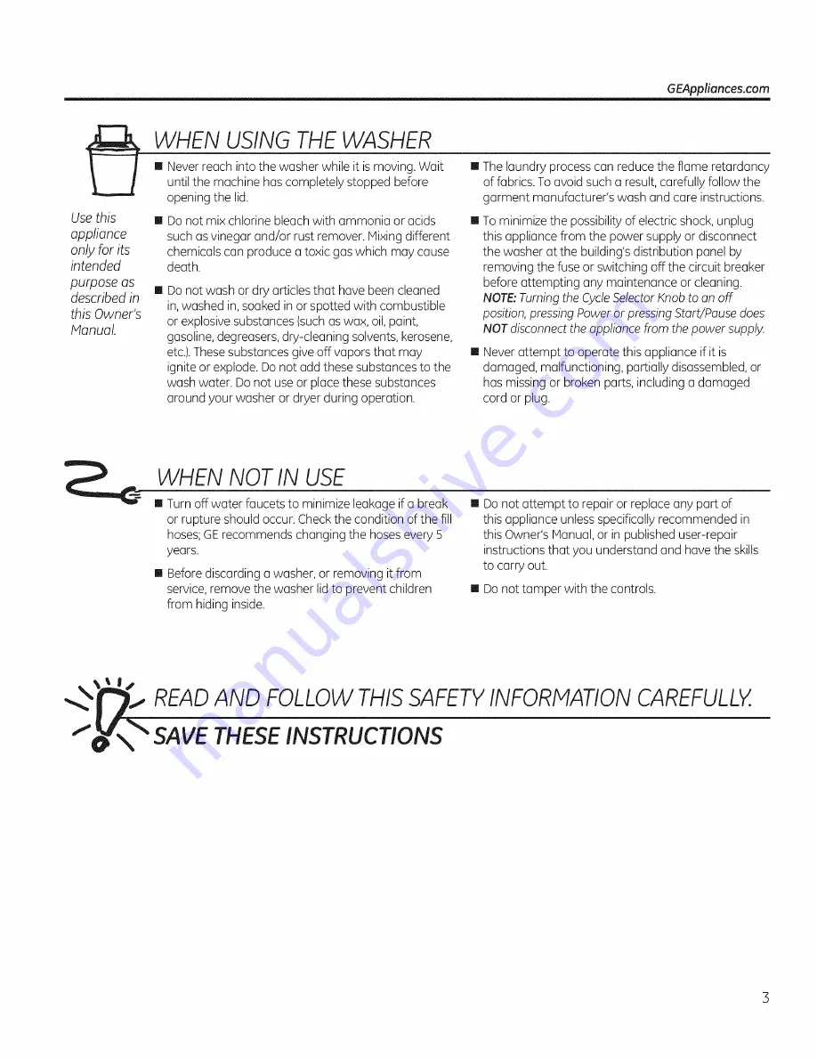 GEAppliances 1310382L Owner'S Manual Download Page 3