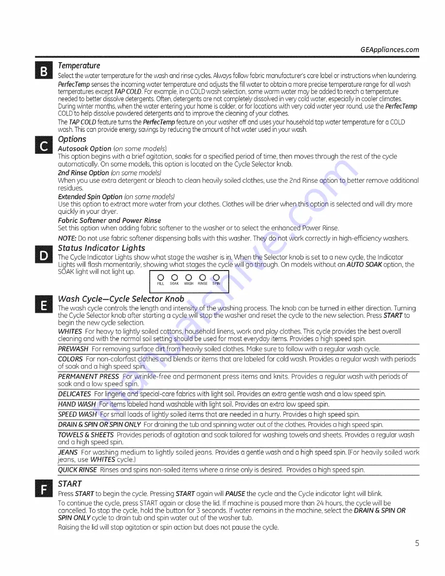 GEAppliances G189 Owner'S Manual Download Page 5