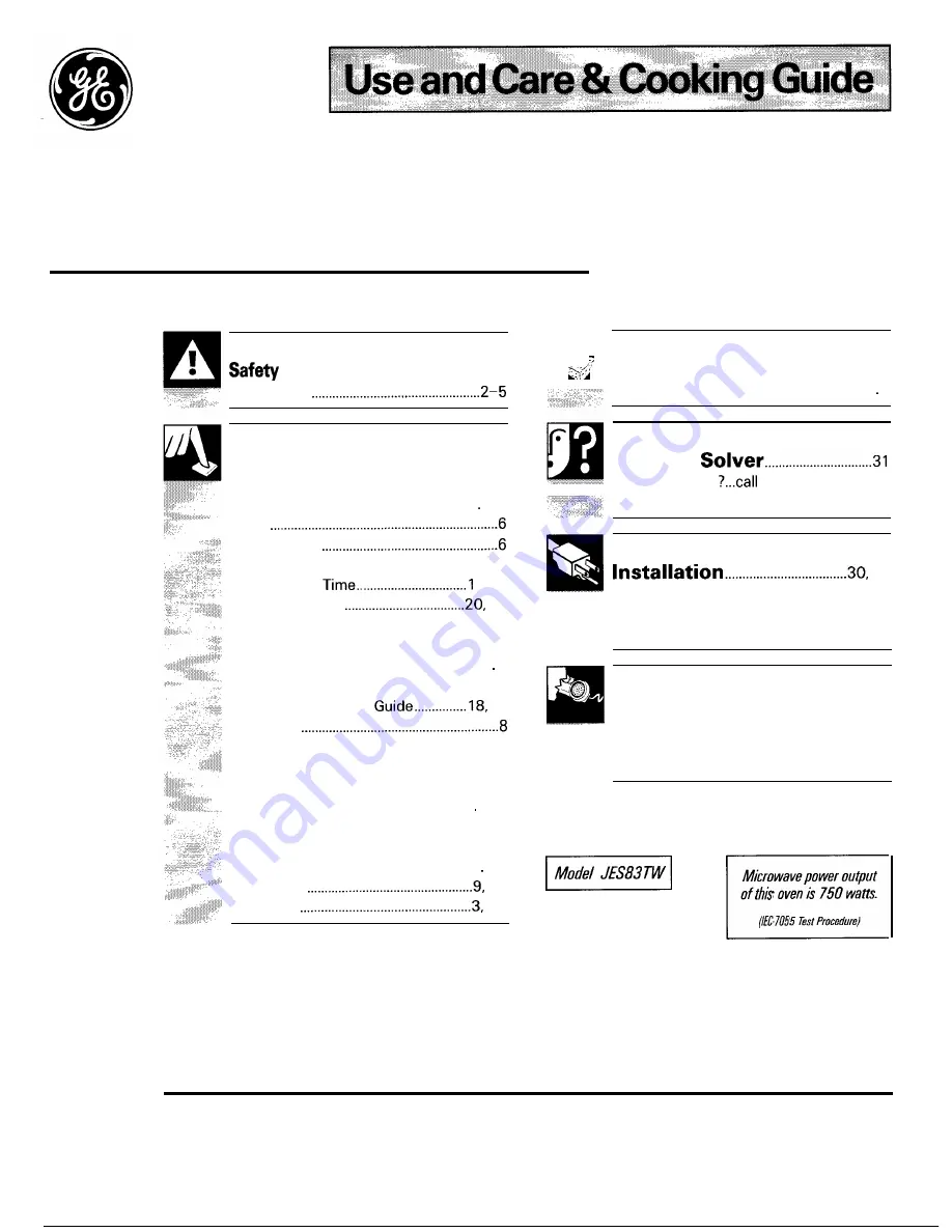 GEAppliances JES83TW Use And Care & Cooking Manual Download Page 1