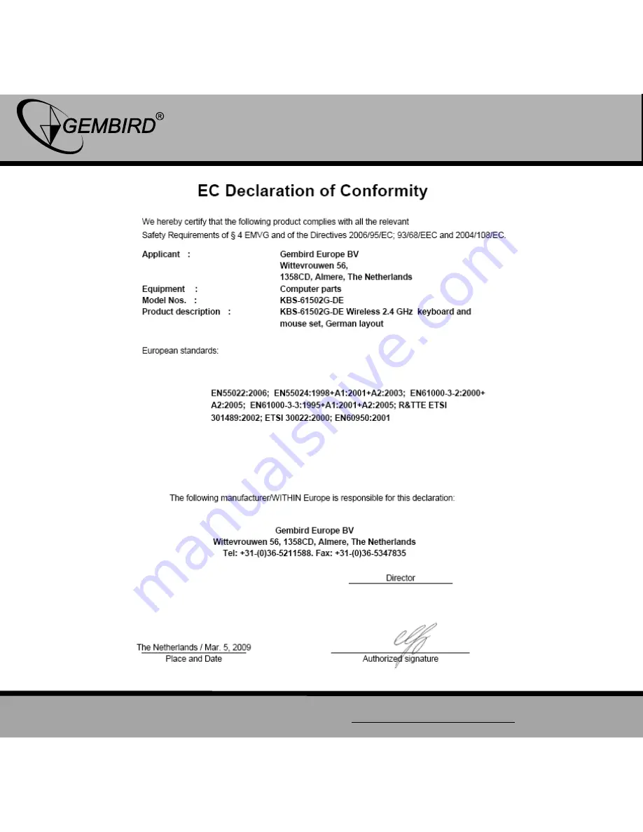 Gembird KBS-61502G (Dutch) User Manual Download Page 11