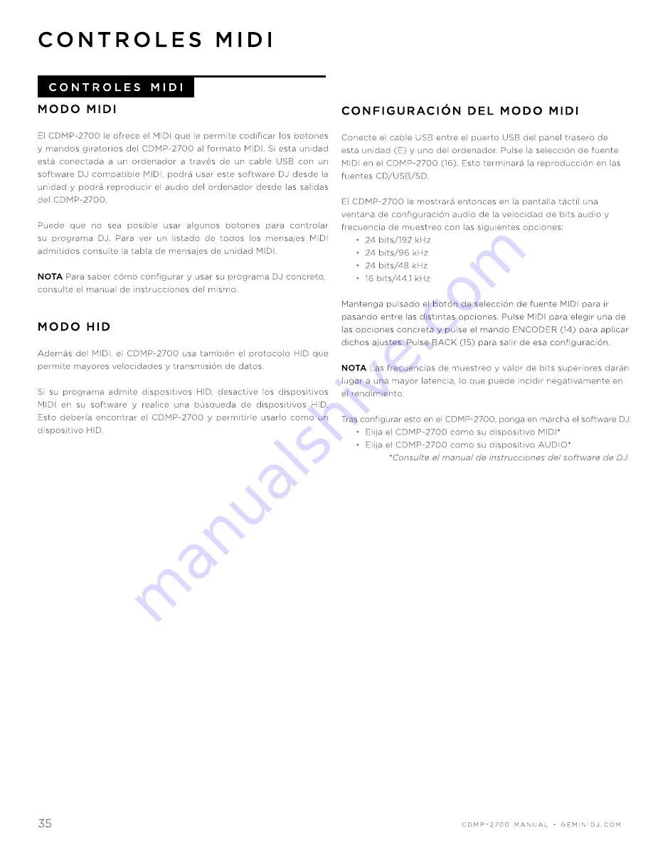 Gemini CDMP-2700 Manual Download Page 35