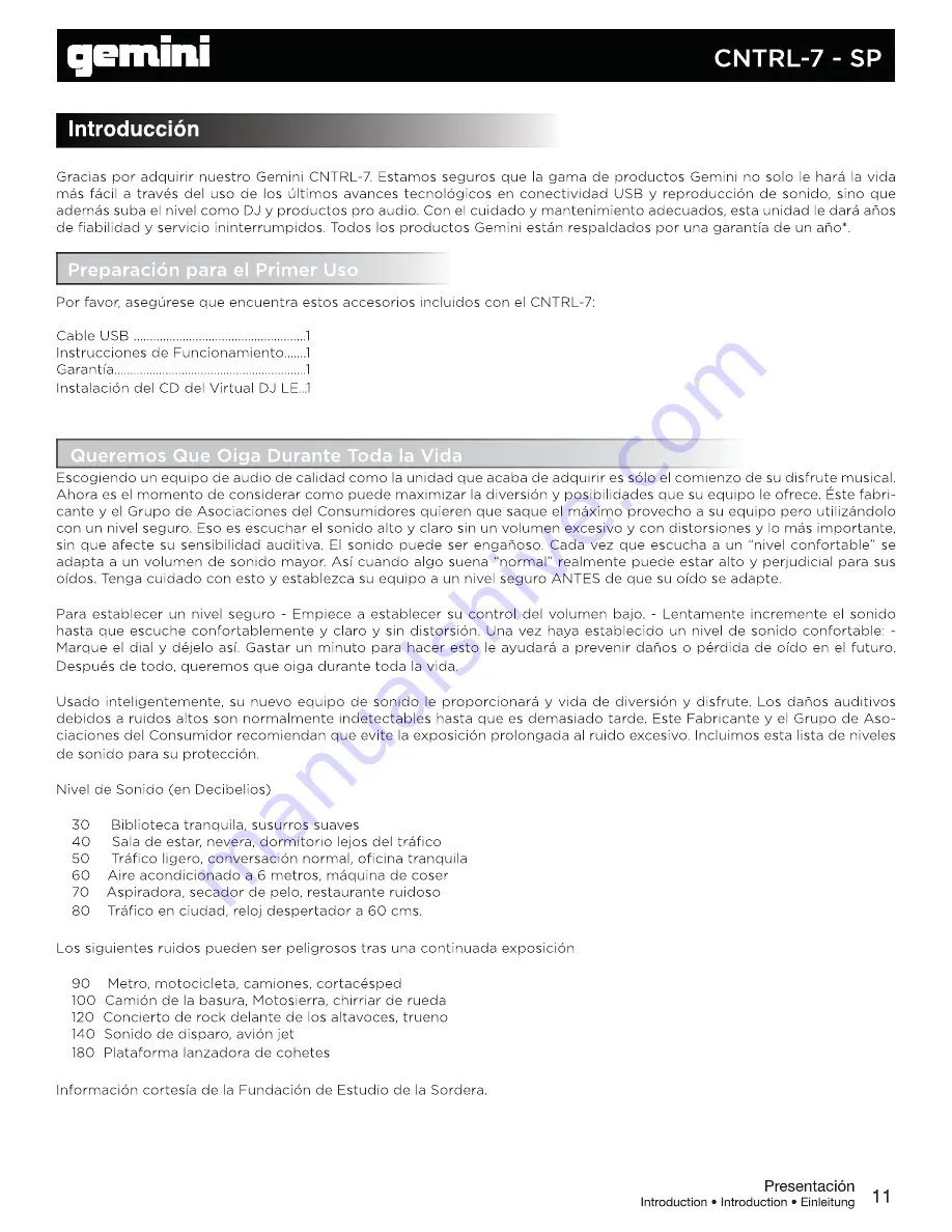 Gemini CNTRL-7 Operation Manual Download Page 11