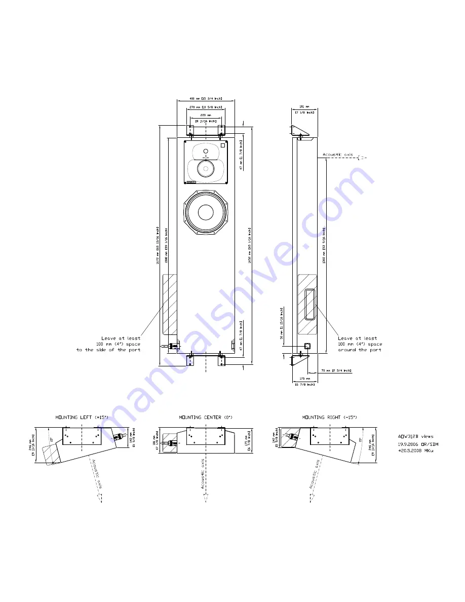 Genelec AOW312 Dimensions Download Page 1