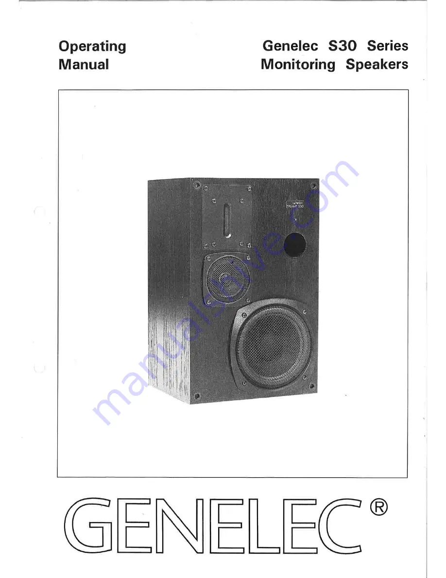 Genelec S30 Series Operating Manual Download Page 1