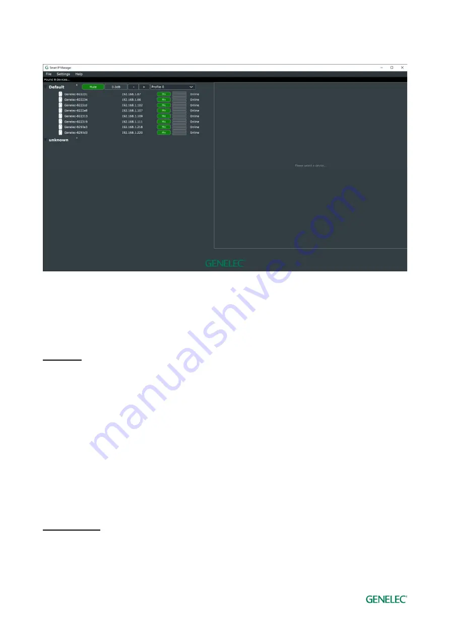 Genelec Smart IP Manager Operating Manual Download Page 18