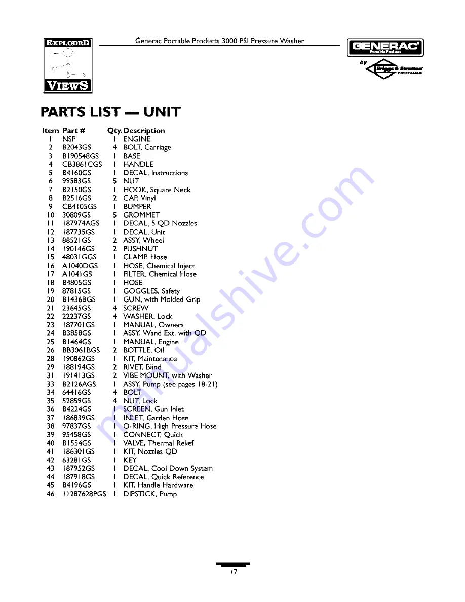 Generac Portable Products 1539-0 Owner'S Manual Download Page 17