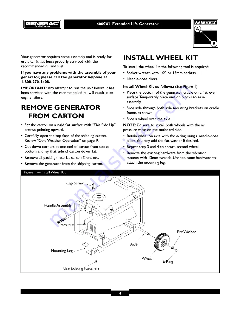 Generac Portable Products 4000XL 9777-2 Owner'S Manual Download Page 4