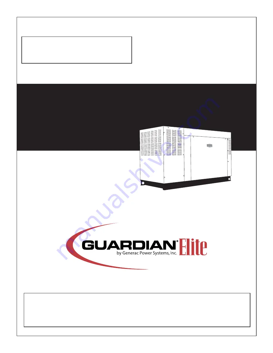 Generac Power Systems 005219-0 Owner'S Manual Download Page 1