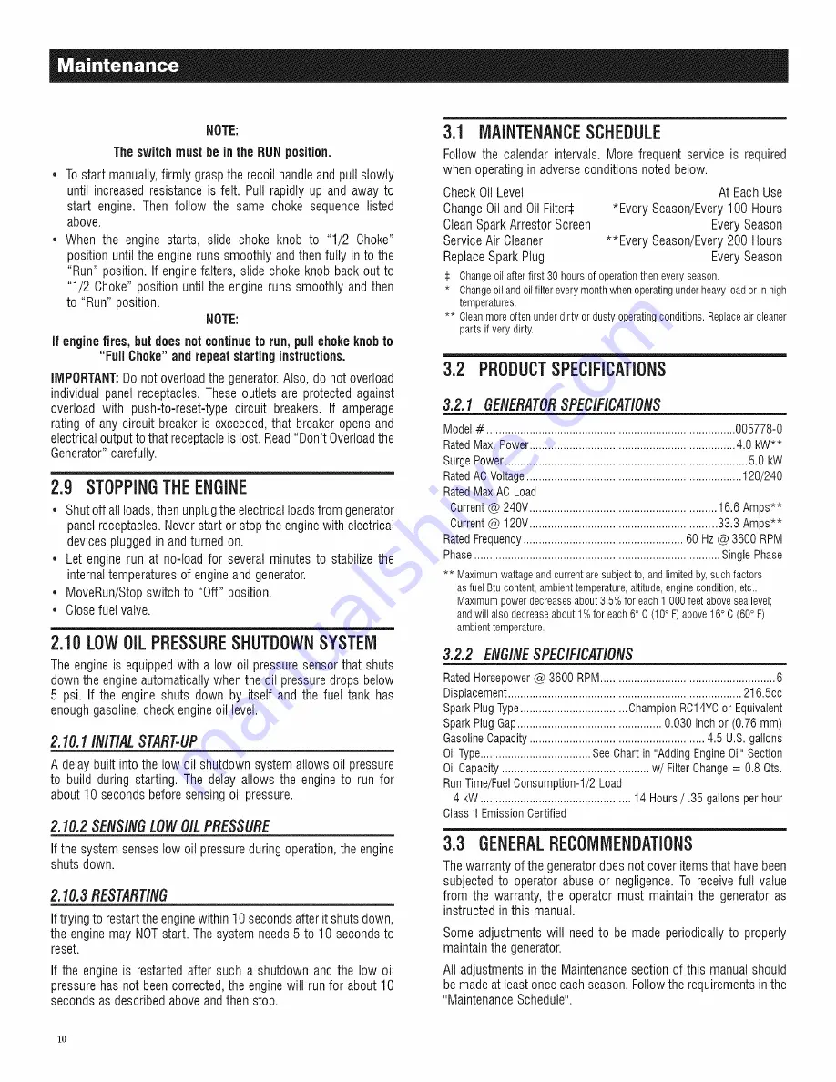 Generac Power Systems 005778-0 Owner'S Manual Download Page 12