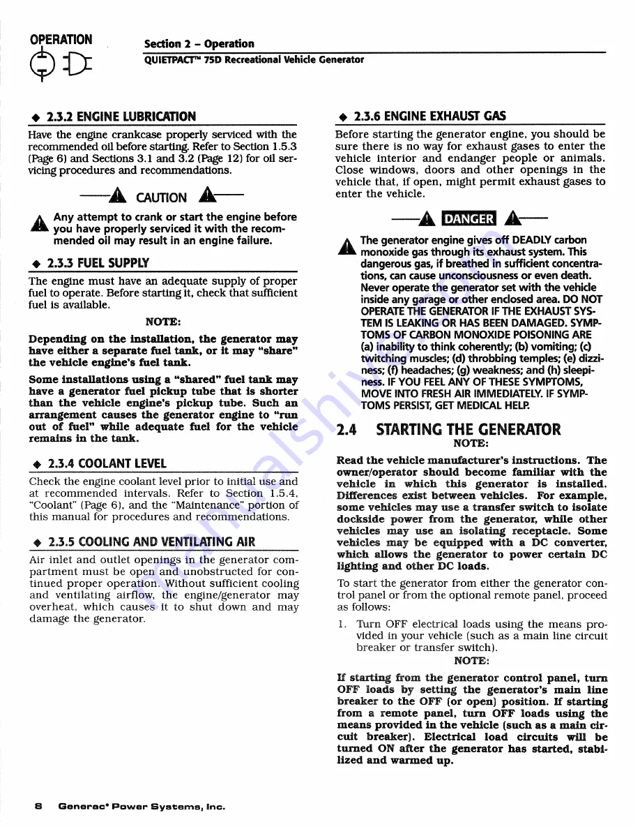 Generac Power Systems 04270-0 Owner'S Manual And Installation Instructions Download Page 10