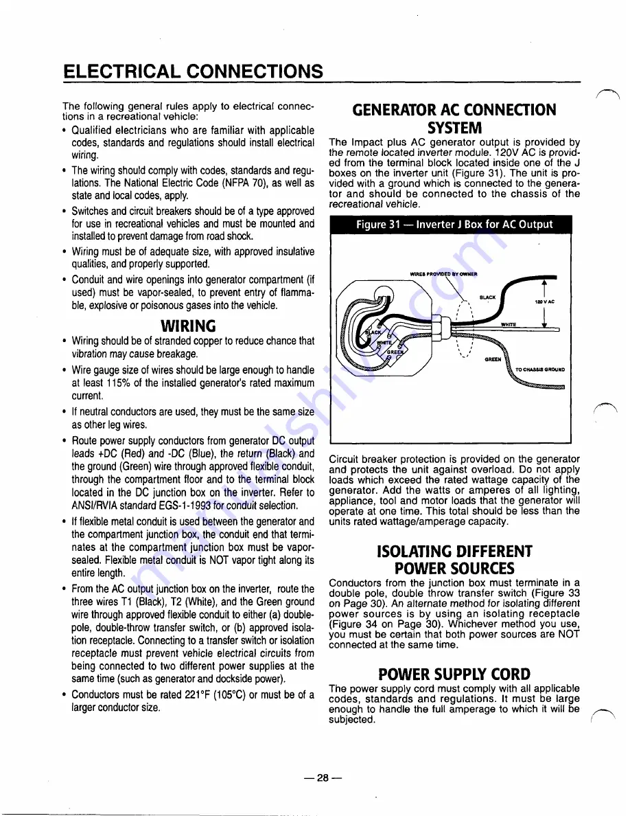 Generac Power Systems 0940-1 Installation And Owner'S Manual Download Page 30