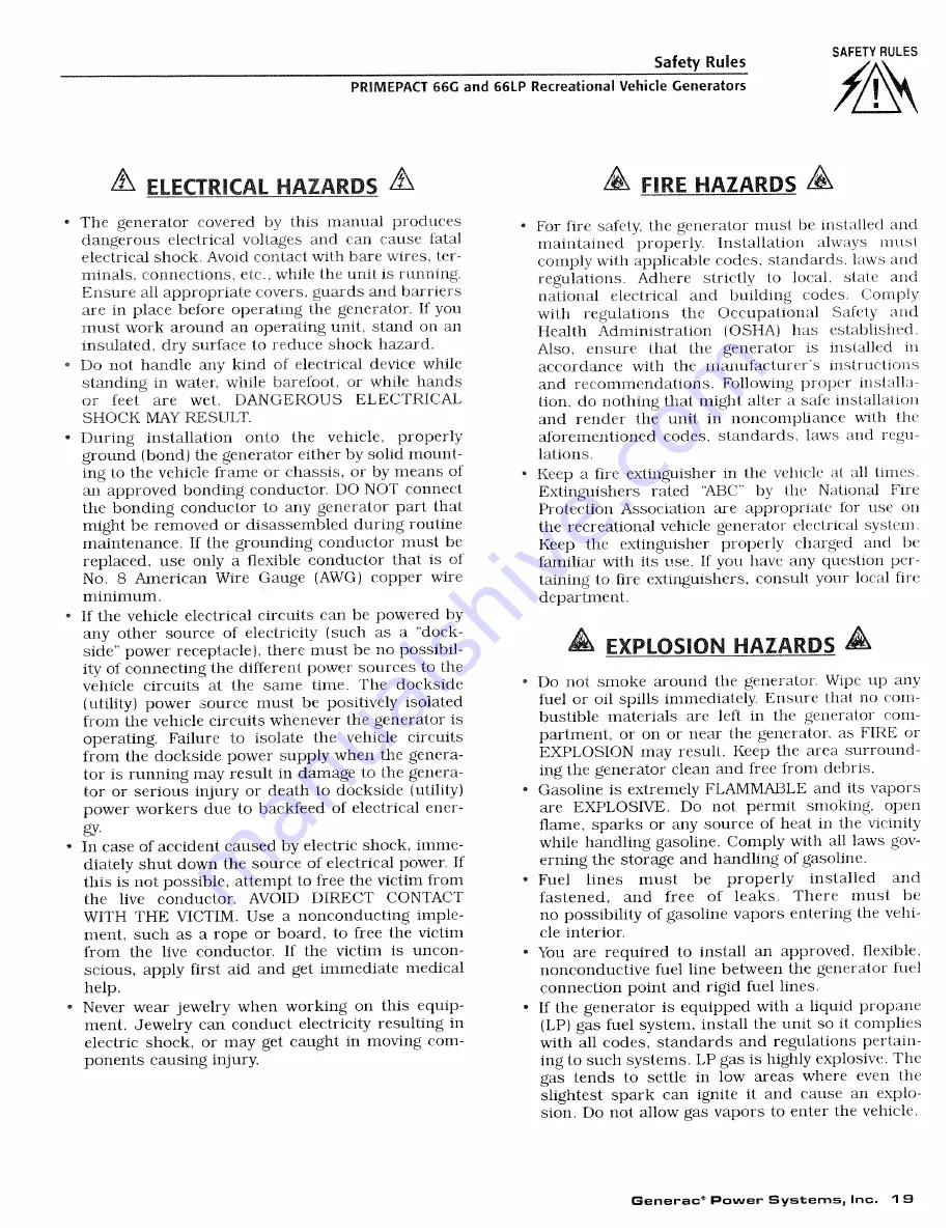 Generac Power Systems PRIMEPACT 66G Owner'S Manual Download Page 21