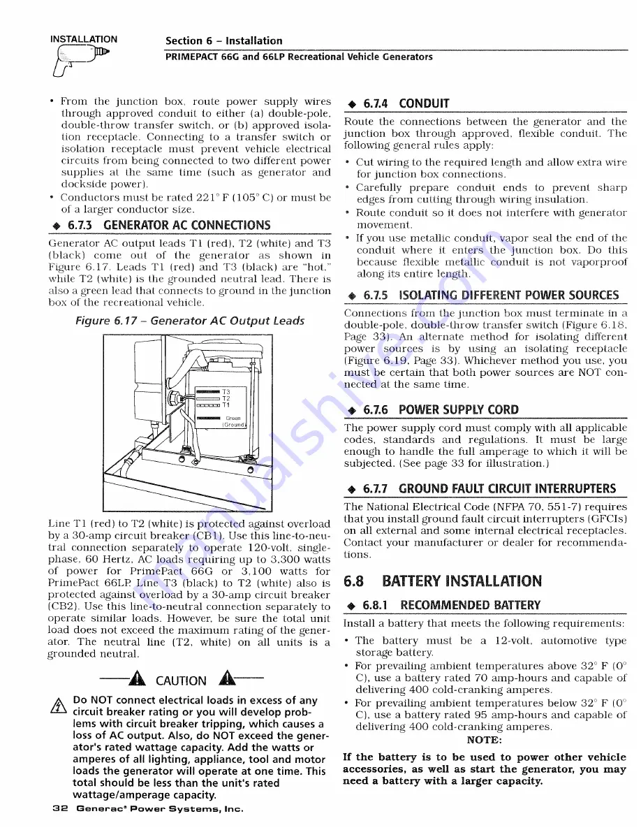 Generac Power Systems PRIMEPACT 66G Owner'S Manual Download Page 34