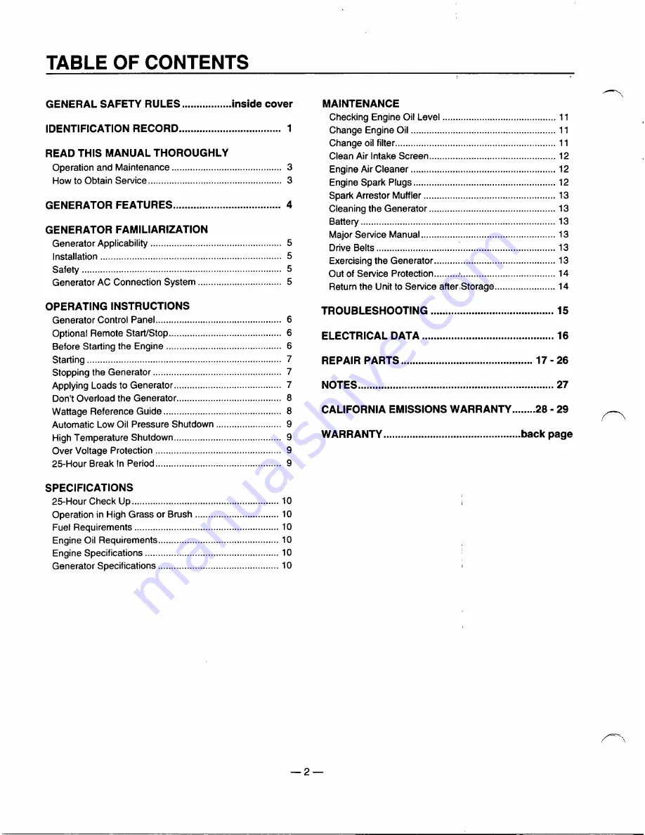 Generac Power Systems Q-55LP Скачать руководство пользователя страница 4