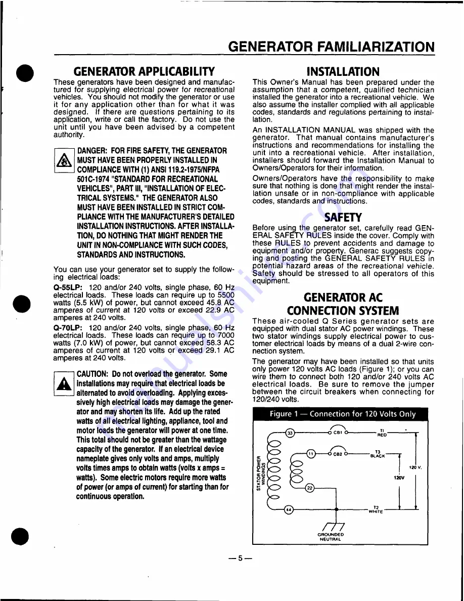 Generac Power Systems Q-55LP Owner'S Manual Download Page 7