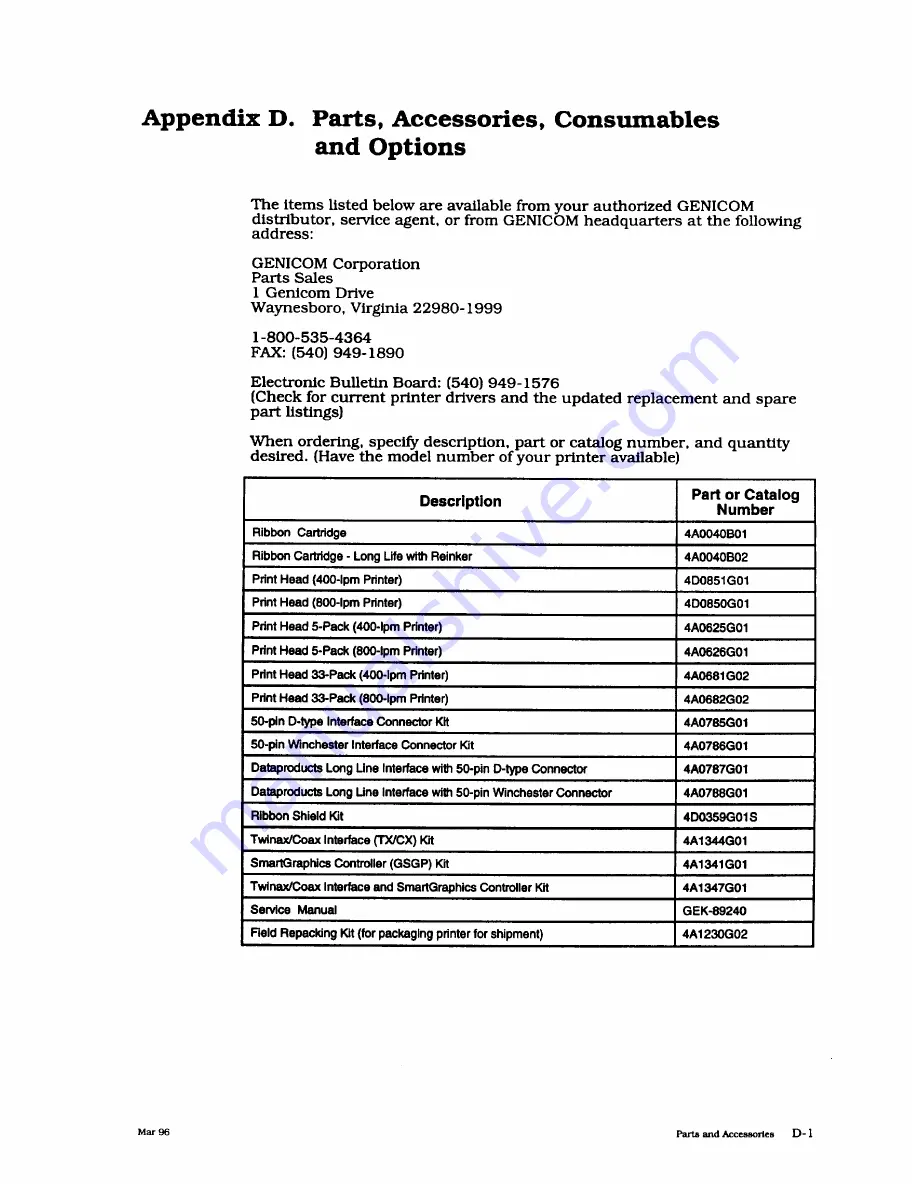 Genicom 4800 series User Manual Download Page 129