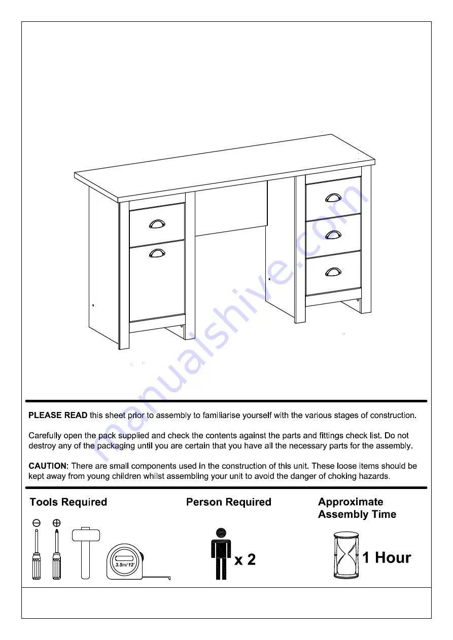 GFW LANCASTER STUDY DESK Assembly Instructions Manual Download Page 1